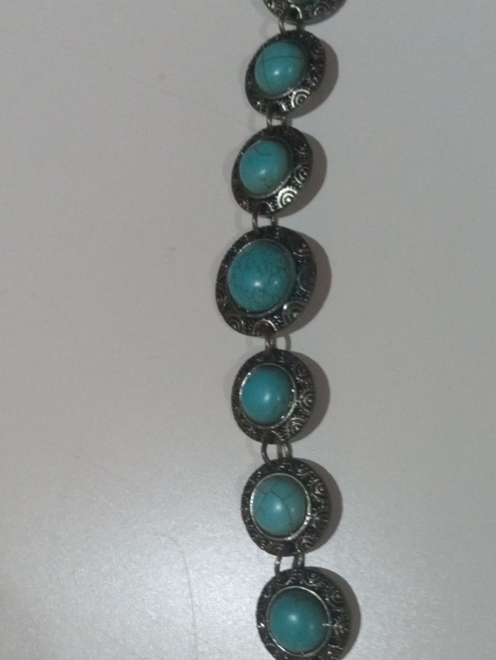 Turquoise Stone Silver-Tone Link Bracelet - Women Jewelry